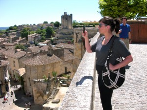 Marie takes a snapshot of St. Emilion