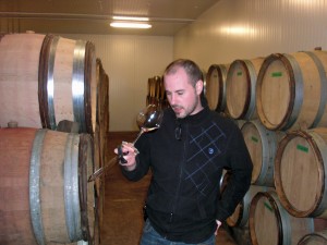Barrel sampling the Le Clos 2010 Pinot