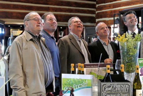 From left to right, Lloyd Schmidt, Brian Schmidt, Dave Hulley, Rolf Lutz, Philippe Guigal. 