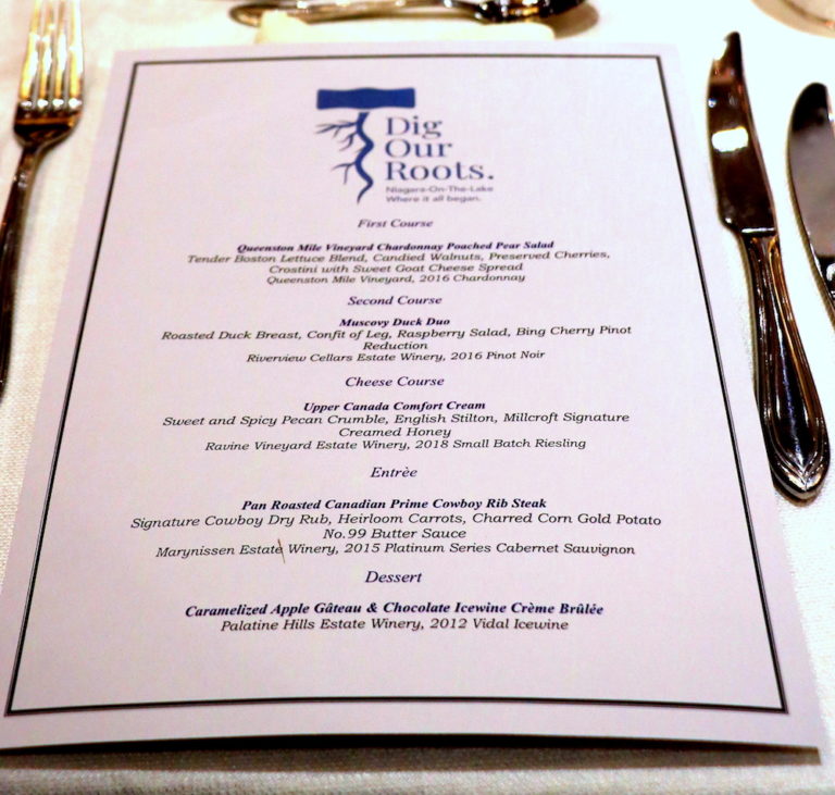 Tasting the food on Niagara's Dig Our Roots Wines In Niagara