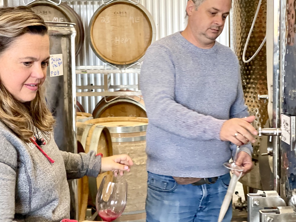 Tasting freshly pressed grapes from the 2024 harvest with Nadia and Ilya Senchuk.